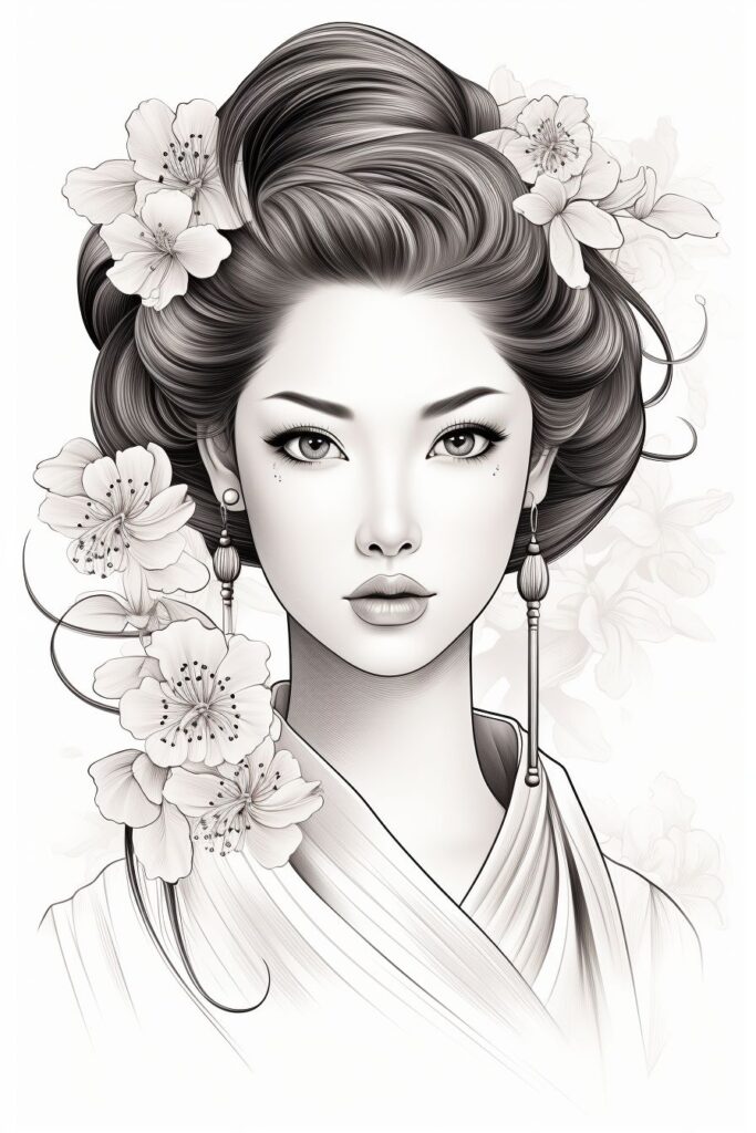 Dibujos de Geisha Para Colorear