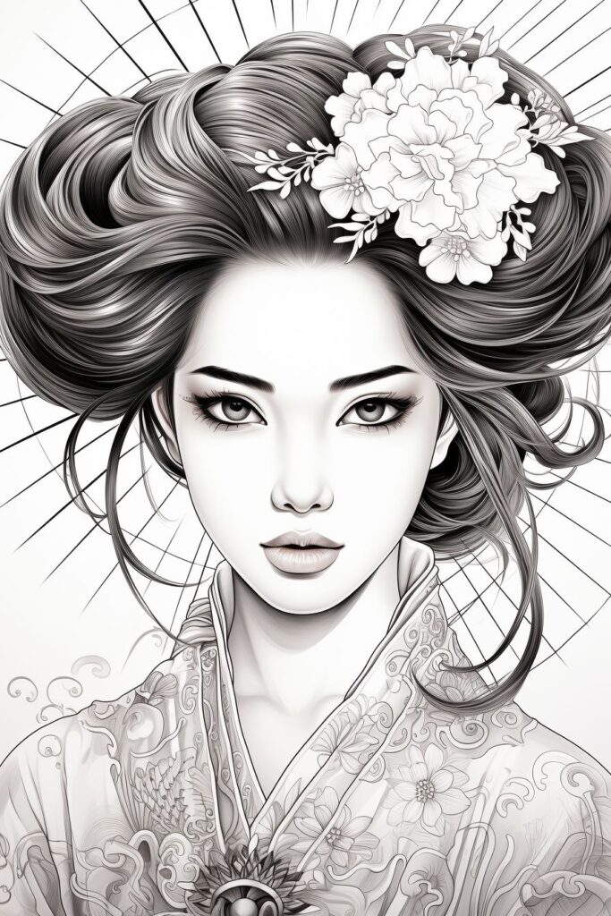 Dibujos de Geisha Para Colorear